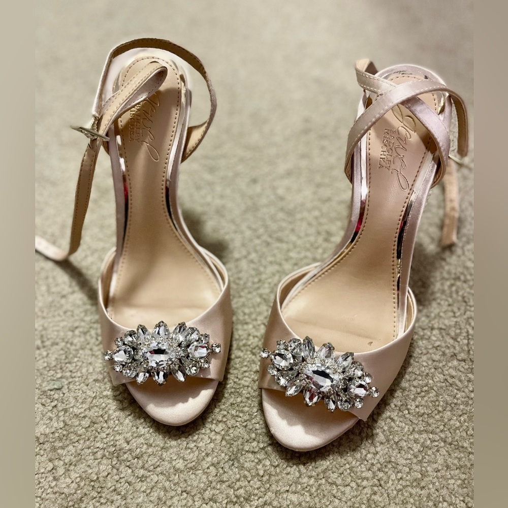 Size 6 Jewel by Badgely Mischka ankle strap wedding/formal sandals